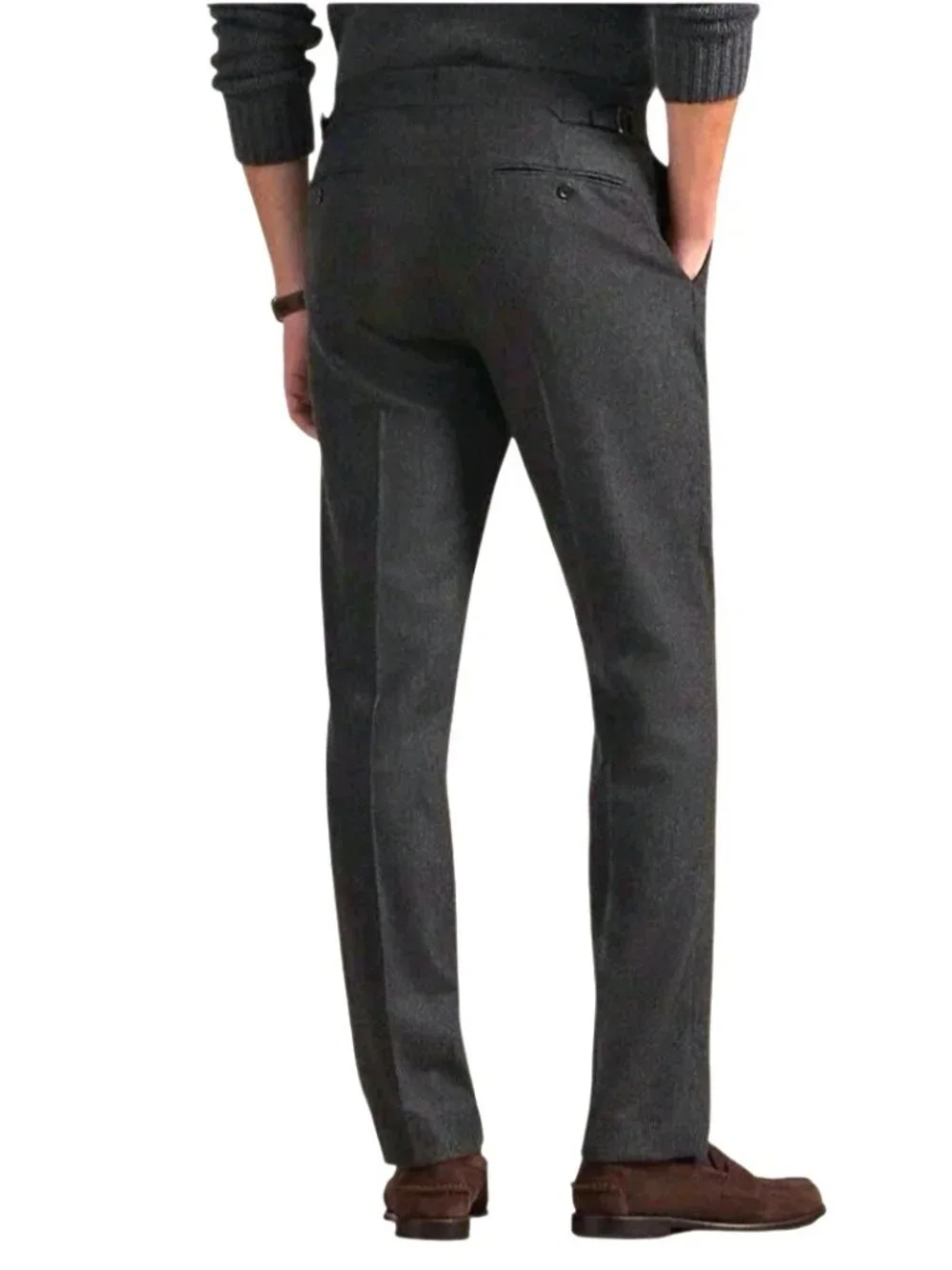 Polo Ralph Lauren Men Pants Size 36 Charcoal Gray Wool Twill Trousers Unhemmed